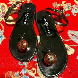 Katy Perry ladybug black sandals, barely used!